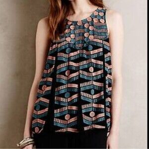 Akemi + Kin Embroidered Sheer Tank XS Coquette Whimsigoth Anthro Ethereal